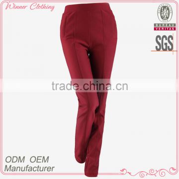 Factory high quality and best price women hot sale summer autumn high waist tight slim red elegant long pants