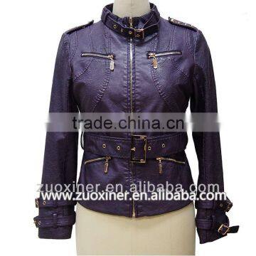 winter lady wash pu leather jacket