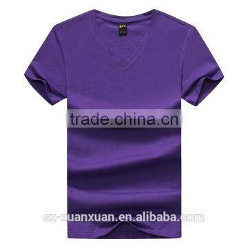 Cheap Plain Printing Pure Color Cotton Men V-neck T-shirt Wholesale China photo-4