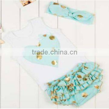 2016Gold polka dot baby outfits top quality baby clothes baby dresses