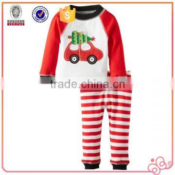 2016 new pajamas car applique christmas baby boy clothes