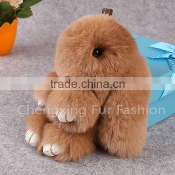 CX-R-10 Lastest Design Hot Fashion Cheap Custom Rex Rabbit Fur Keychain photo-5