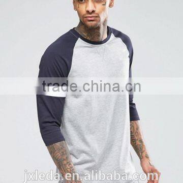 Design your own summer 3/4 raglan sleeve sports t-shirt from China reliable garment factory trade assurance