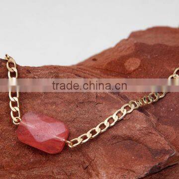 Irregular Natural Stone Charms Link Charm Bracelets Quality Stone Charm Metal Chain Bracelets for Girlfriend 2017 photo-2