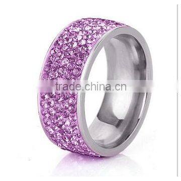 Pink Diamond Paving Titantium Steel Women Rings High Quality Steel Engagement Rings for Weeding Party 2016 photo-2