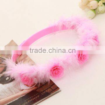 Best quality hairbands cheap lovely pink kids hairband LED Plush headband for party