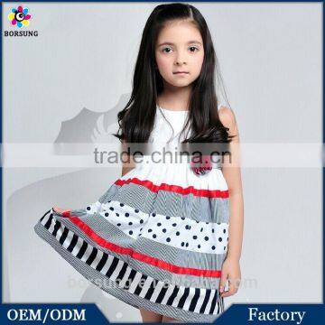 2015 Summer High Quality Fashion Pure Cotton Polka Dots Stripes Splice Childrens Clothes Guangzhou photo-1
