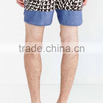 Beach Sides Leisure Hem Boardshort Stitching With Denim Shorts photo-3