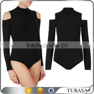 Fashion High Neck Body With Turtleneck Bodysuit, Cold Shoulder Bodysuit for Women