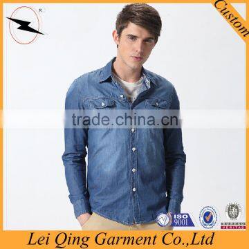 Blue fashion men colored denim shirts