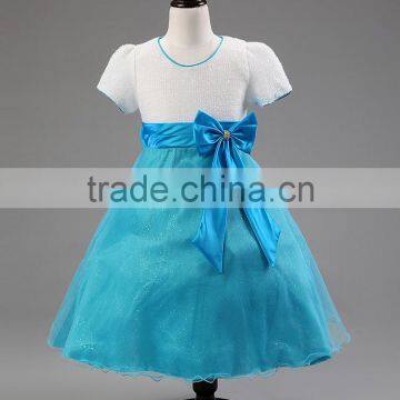 2016 Europe and the United States Export Lotus Skirt Bow Dress Pure Color Children's Dress Wholesale photo-5