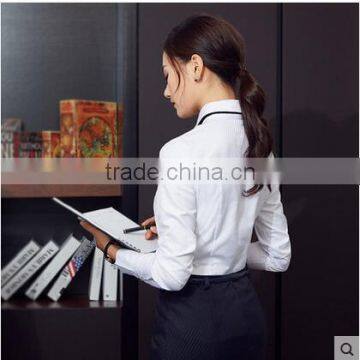 Stylish Design Chantilly White Shirt Strip Skirt Ladies Formal Suits Designs photo-2