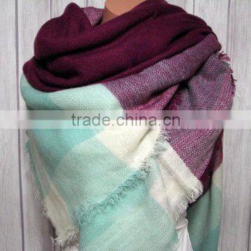Blanket Scarf for Women, , Blue Berry Mint Women's Gifts Oversized Large Unique Winter Scarves photo-2