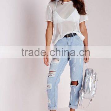 Cheap Sheer Mesh Short Sleeve Women t Shirt Wholesale China photo-5