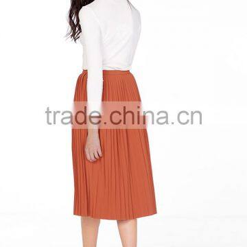 China Manufacturer High Waist Midi Pleated Skirt photo-3