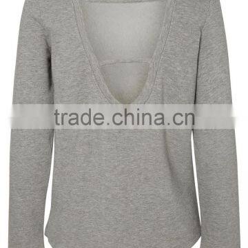 Wholesale 100% Cotton Sweatshirt Lightweight Cotton Sweatshirts Blank Backless Women Sweatshirt photo-4