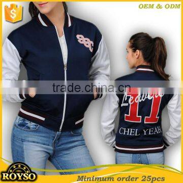 Customize Custom Made Ladies Women American Bomber Latest Girl Baseball School Fashion Uniforms College Letterman Varsity Jacket