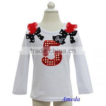 Pirate Hat Bling Red 5th Birthday White Long Sleeves Top 3M-7Y photo-1