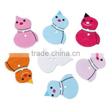 Wood Sewing Button Scrapbooking Christmas Snowman At Random Two Holes 30.0mm(1 1/8") x 21.0mm( 7/8"), 100 PCs