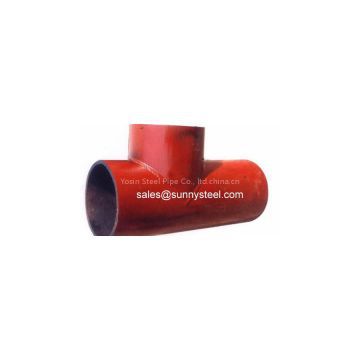 Ceramic lined composite pipe tee