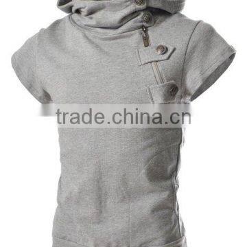 low MOQ women and men blank hoodies wholesale short sleeve zip up sport hoodies OEM services