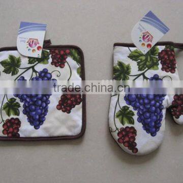 cheap fruit design cooking mitts and kitchen pot holders with cotton