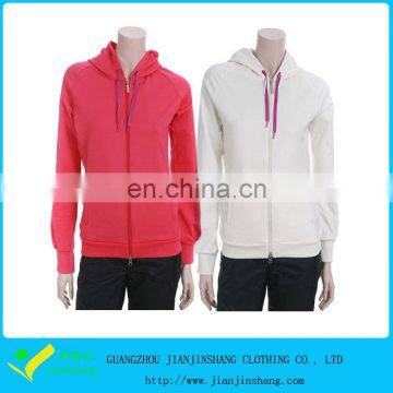 Solid Color Cotton Spandex Slim Fitted Womans Hooded Hoodies