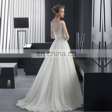 Custom Cheap Luxury Plus Size White Long Trail Weding Bride Evening Dress photo-4