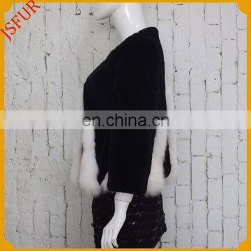 High Quality Women Round Collar Rabbit Fur Jacket With Genuine Rabbit Fur Coat for Winter photo-3