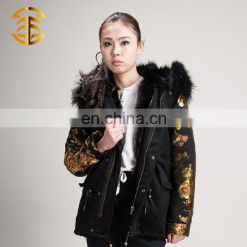 Custom Winter Cotton Bomber Jackets with Raccoon Fur Collar