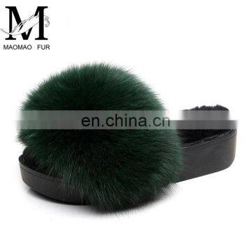 Wholesale Cheaper Fox Fur Shoes Slippers Fox Fur Slides Women Shoes photo-6