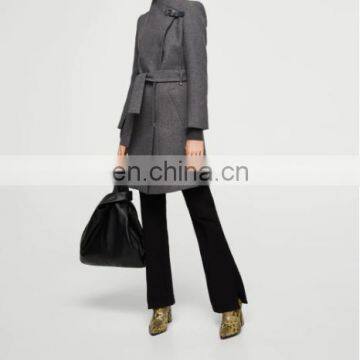 Fashion Unique Design Belt Pocket Slim Fit Plain Simple Girls Jacket photo-2