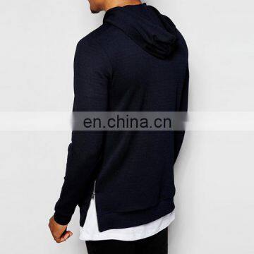 China Wholesale Men's Clothing Custom Streetwear Side Zipper Cheap Black Hoodies Sweatshirt photo-3