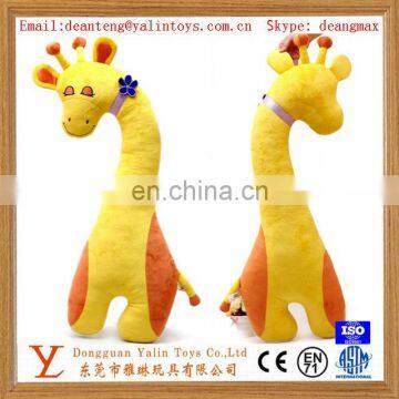 Yellow and blue color giant giraffe toy,soft baby giraffe toy