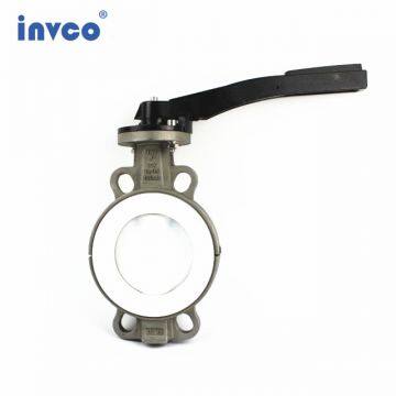 INVCO Wafer Type Lining Butterfly Valve,Wafer Connection Fluorine Butterfly Valve