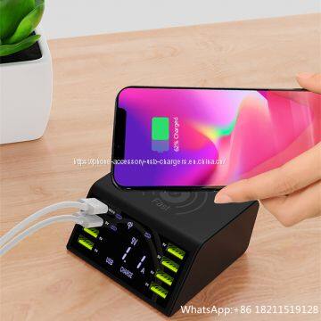 Factory Sell Wireless Multi Usb Charger 60w Digital Display 8 Ports Charging Station For Cell Phone