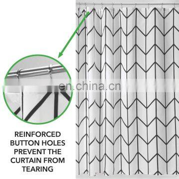 Extra Long Black Polyester Hotel Shower Curtain With Hooks photo-4