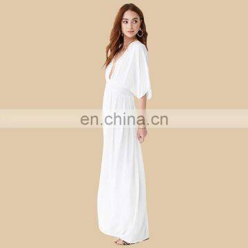 White Cotton Beach Dress 2019 Robe de Plage Lace Beach Wear Pareo Beach Bikini Cover up Sarong Kaftan Tunic Swim Covers photo-2