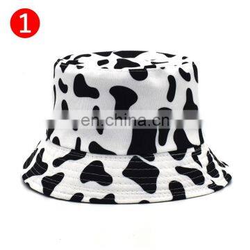 New Fashion Reversible Black White Cow Pattern Bucket Hats Fisherman Hats For Women Gorras Summer