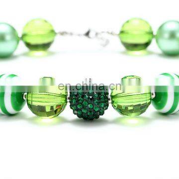 St. Patrick Day Girl Necklace Kids Green Chunky Bubble Beads Necklace Candy Holiday Jewelry Gift photo-3