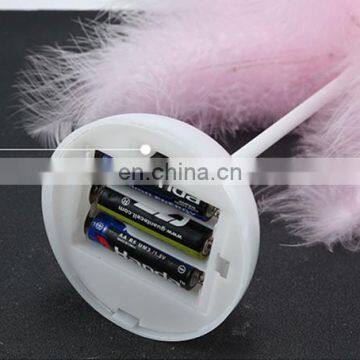 New Arrival Modern Luxury LED Feather Table Lamp Pink White Feather Lamp Battery For Bedroom Room Decoration