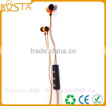 Sports Sweat-proof Wholesale Shiny Orange Soft Ruberized String Bluetooth Earphones photo-4