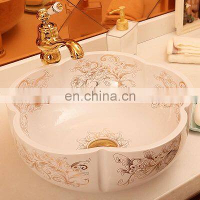 Europe Vintage Style Ceramic Sinks Counter Top Wash Basin Bathroom Sink ceramic bowl wash basin