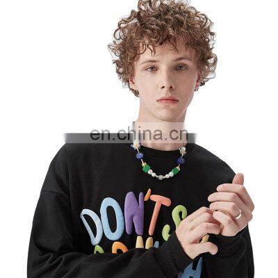 2021 autumn and winter new product brand three-dimensional foam printing color letters hip-hop men's terry sweater