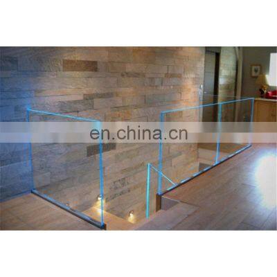 LED light railings with floor mounted mounted way exterior glass railing system