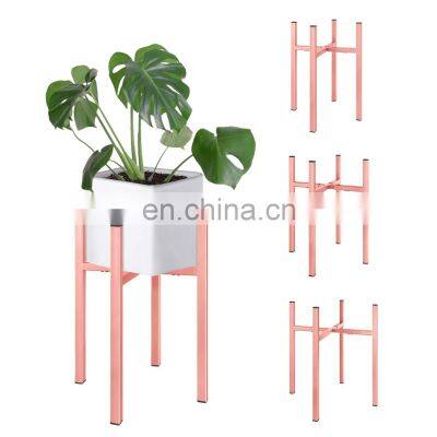 Plant Stand Pink Rose Gold Mid Century Shelf Holder Rack Bracket Wrought Iron Adjustable Indoor Flower Metal Plant Pot Stand