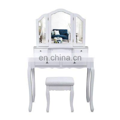 Factory custom Modern dresser table designs with mirrors and stool