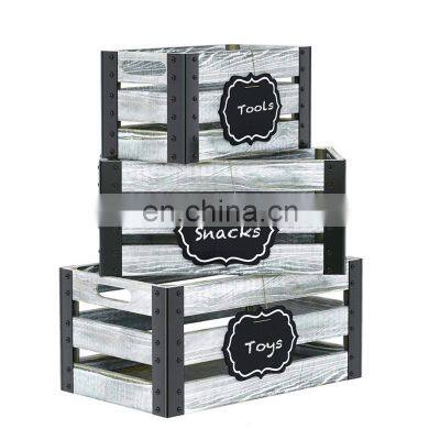 Rustic finish nesting boxes fruit wooden crates in bulk vintage home garden stacking wooden rustic custom wood crates