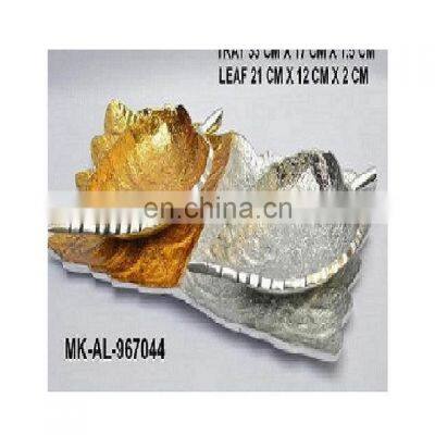 silver & gold plated leaf design bowl