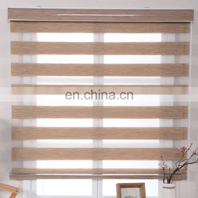 Double roller luxury smart wifi motor blinds 100% blackout day night window electric blackout window motorized zebra blinds